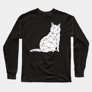 A round cat sits and looks around, Cat Geometric for Dark Long Sleeve T-Shirt